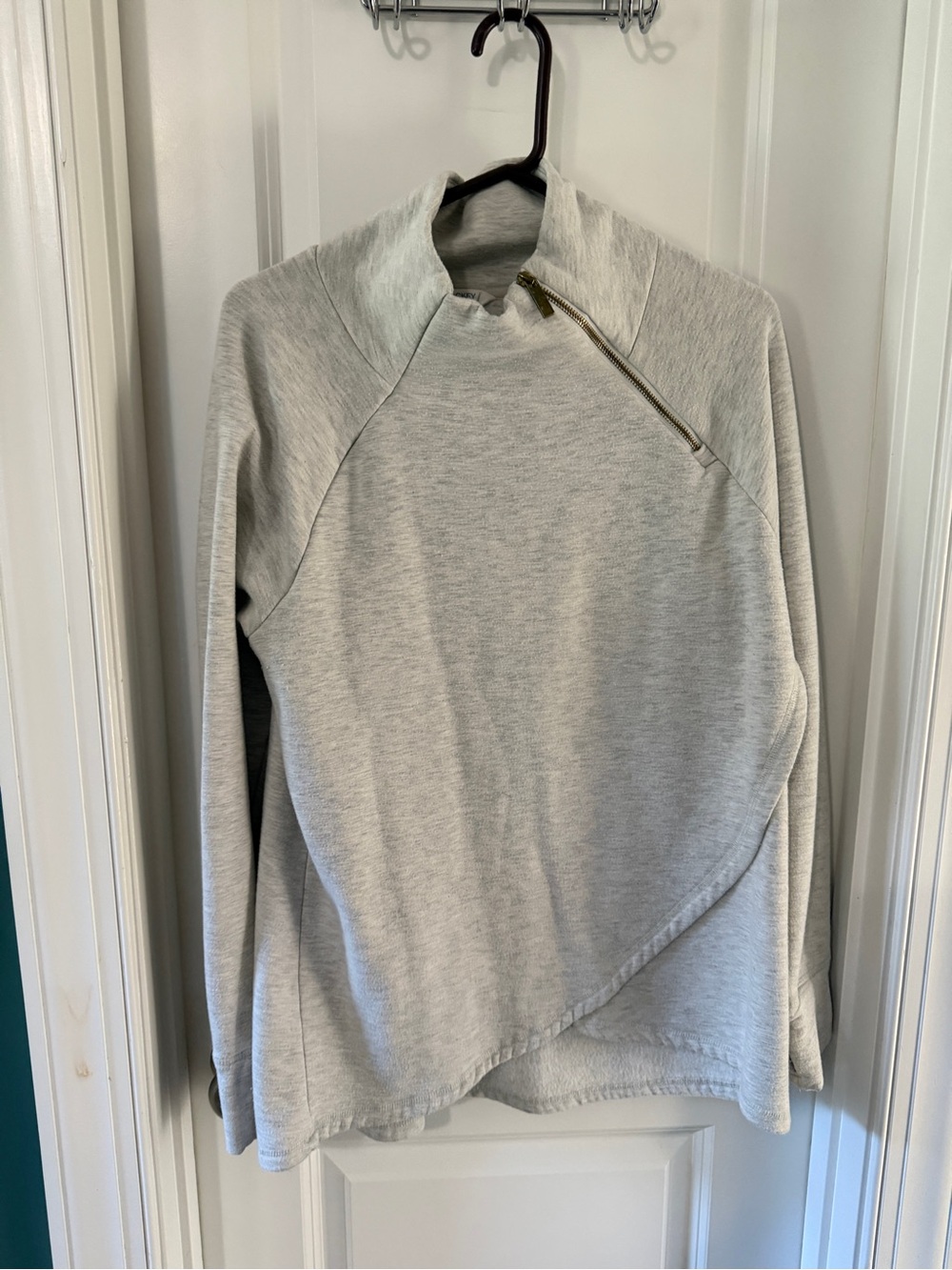 Jockey Light Gray Asymmetrical Zip Turtleneck Pullover